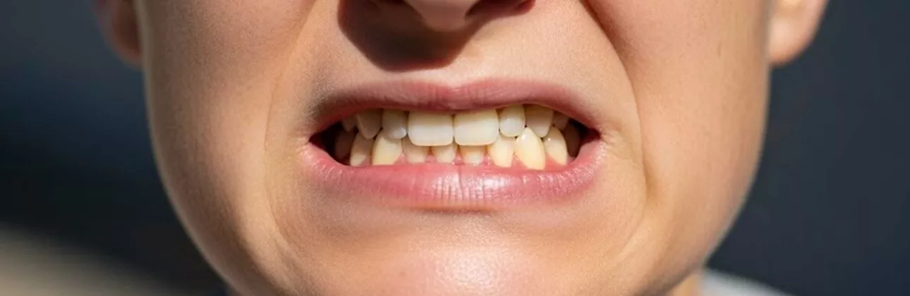 Patient at dental clinic during daytime teeth clenching consultation Istanbul