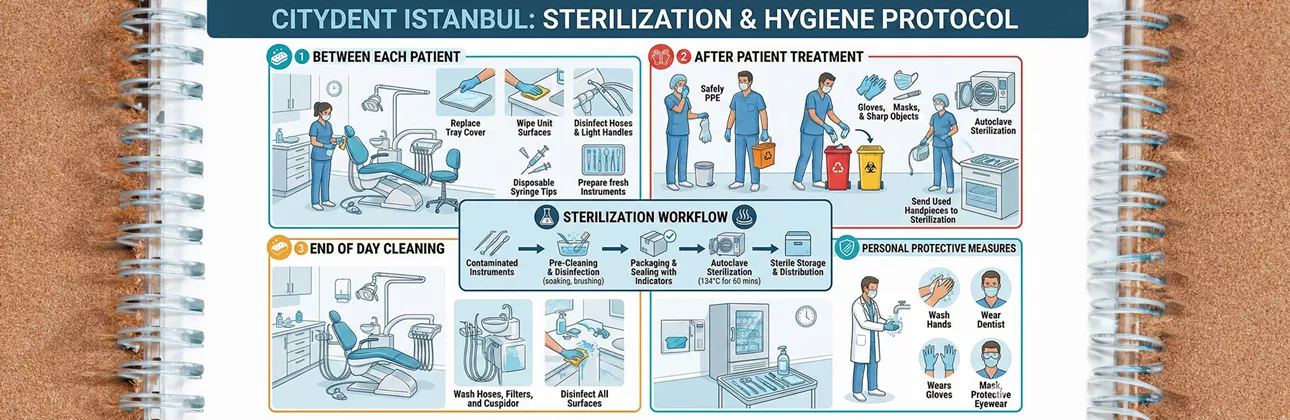 Dental clinic sterilization and hygiene protocol at Citydent Istanbul