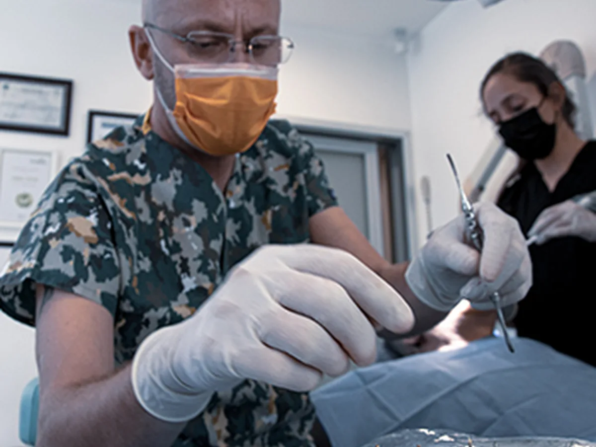 All on four tedavisinde implant yerleşimini gösteren alt çene modeli